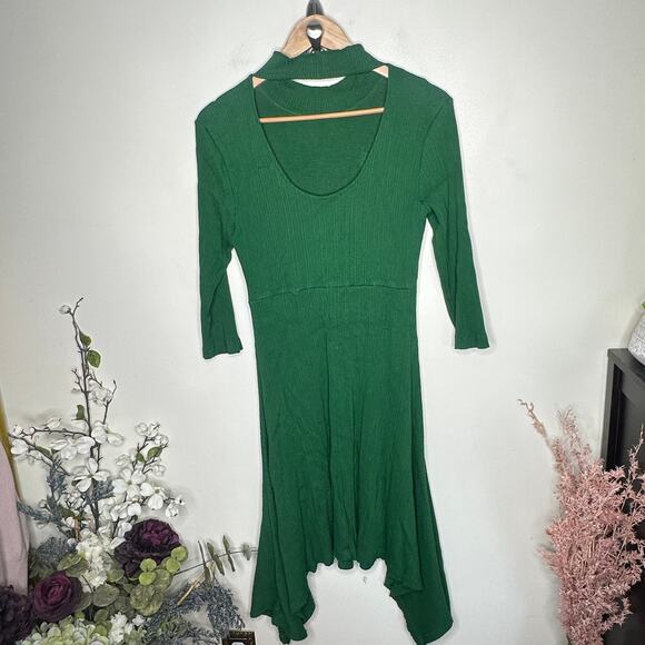ANTHROPOLOGIE x BUILDING 18 Mockneck Open Back Dress Kelly Green Sz L {QQ23} - Picture 3 of 5